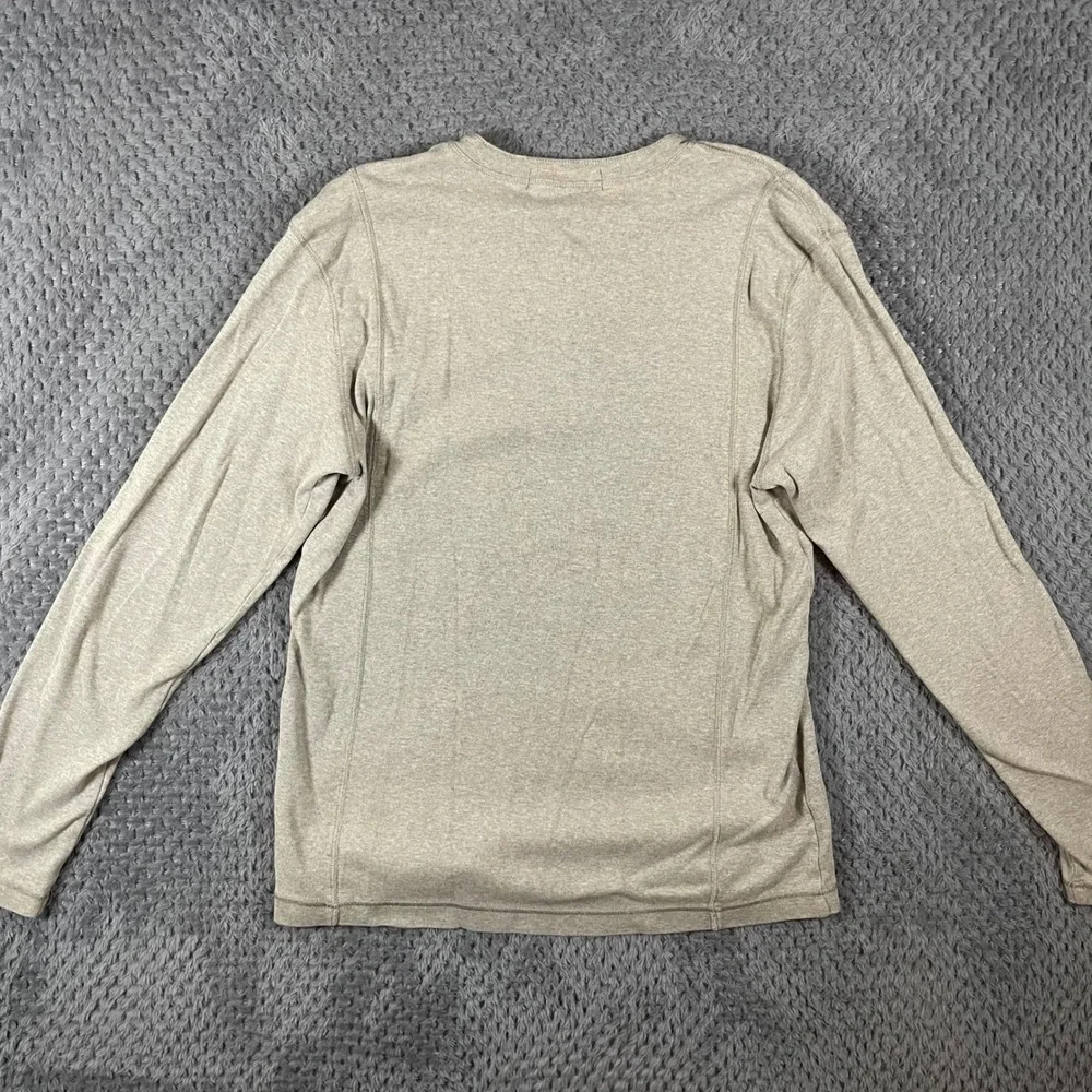 Banana Republic Mens Long Sleeve Henley Shirt Tan Khaki Cotton Large Casual